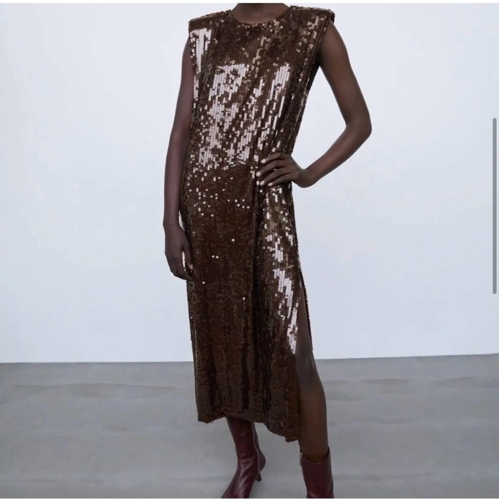 ZARA brown sequined dress
